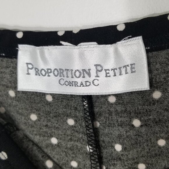 Proportion Petite Black Skirt White Polka Dot Business Casual Fit & Flare Skirt - Picture 3 of 5